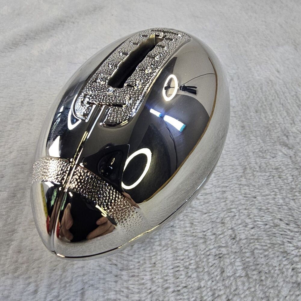 Sheridan 4 Inch Football Coin Bank Paperweight Silver Plated Non Tarnish